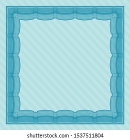 Light blue Diploma or certificate template. With guilloche pattern. Vector illustration. Money Pattern. 