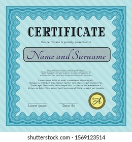 Light blue Diploma. With complex background. Customizable, Easy to edit and change colors. Good design. 