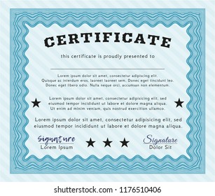 Light blue Diploma. Customizable, Easy to edit and change colors. Easy to print. Money Pattern design. 