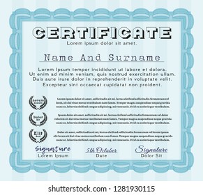 Light blue Diploma. Customizable, Easy to edit and change colors. With complex background. Superior design. 
