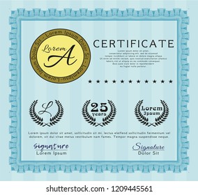 Light blue Diploma. Detailed. With background. Sophisticated design. 