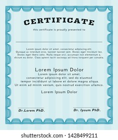 Light blue Diploma. With guilloche pattern. Lovely design. Customizable, Easy to edit and change colors. 