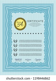 Light blue Diploma. Money Pattern design. With quality background. Detailed. 