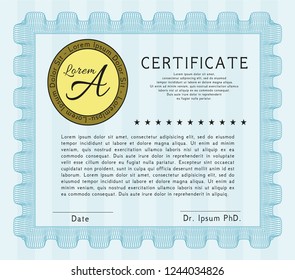 Light blue Diploma. Money Pattern. Customizable, Easy to edit and change colors. Easy to print. 