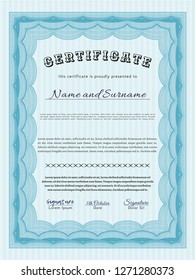 Light blue Diploma. Money style design. Customizable, Easy to edit and change colors. Printer friendly. 