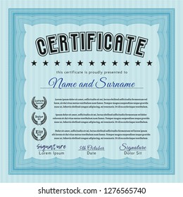 Light blue Diploma. Printer friendly. Customizable, Easy to edit and change colors. Superior design. 
