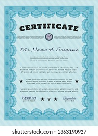 Light blue Diploma. With quality background. Money Pattern. Customizable, Easy to edit and change colors. 