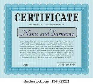 Light blue Diploma. Superior design. With background. Detailed. 