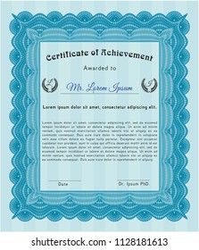 Light blue Diploma template or certificate template. Nice design. With linear background. Customizable, Easy to edit and change colors. 