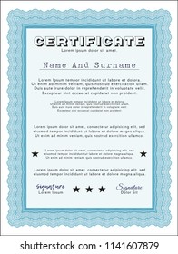 Light blue Diploma template or certificate template. With background. Customizable, Easy to edit and change colors. Excellent design. 