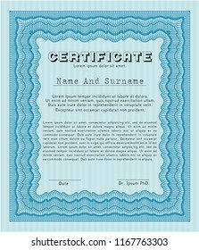 Light blue Diploma template or certificate template. Money Pattern. Printer friendly. Customizable, Easy to edit and change colors. 