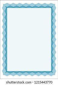 Light blue Diploma template or certificate template. Complex background. Modern design. Vector illustration. 