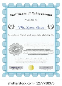 Light blue Diploma template or certificate template. Nice design. Customizable, Easy to edit and change colors. With quality background. 