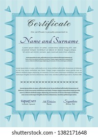 Light blue Diploma template or certificate template. Customizable, Easy to edit and change colors. Printer friendly. Modern design. 