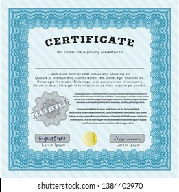 Light blue Diploma template or certificate template. With quality background. Beauty design. Customizable, Easy to edit and change colors. 