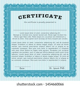 Light blue Diploma template or certificate template. Customizable, Easy to edit and change colors. With complex background. Beauty design. 