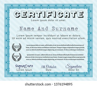 Light blue Diploma template. Complex background. Customizable, Easy to edit and change colors. Modern design. 