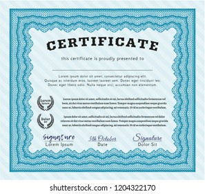 Light blue Diploma template. Customizable, Easy to edit and change colors. Easy to print. Beauty design. 