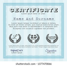 Light blue Diploma template. Customizable, Easy to edit and change colors. With background. Superior design. 