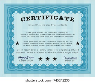 Light blue Diploma template. Easy to print. Money Pattern. Customizable, Easy to edit and change colors. 