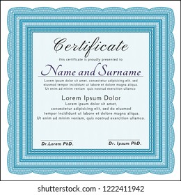 Light blue Diploma template. Good design. With complex linear background. Customizable, Easy to edit and change colors. 