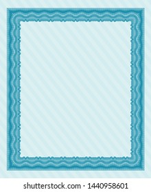  Light blue Diploma template. Nice design. With guilloche pattern. Customizable, Easy to edit and change colors. 