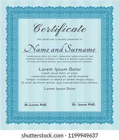 Light blue Diploma template. With quality background. Customizable, Easy to edit and change colors. Modern design. 