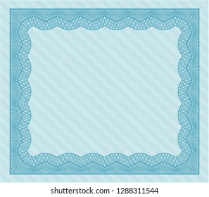 Light blue Diploma. Vector illustration. Printer friendly. Modern design. 