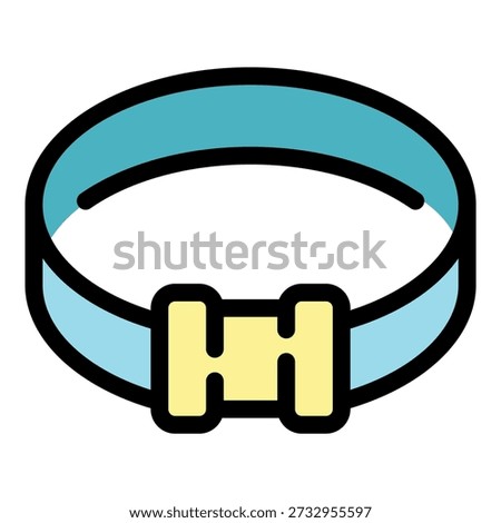 Light blue dog collar with yellow buckle fastening, ensuring safety and style for pets
