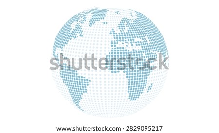 Light blue dotted globe illustration of planet earth continents for business marketing banners social media graphics and travel presentations