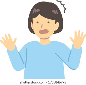 Light blue dressed / surprised girl