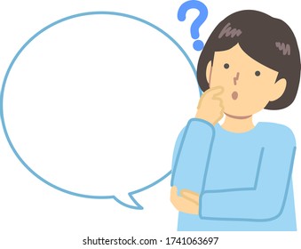Light blue dressed / unsure girl speech bubble