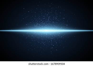 Light blue effect. Glowing dust and neon line. Abstract sparkles. Vector illustration. EPS 10