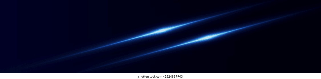 Light blue effect reflections, neon illumination in blue colors. Bright light lens. Police light effects, lines. Shiny stars, glowing sparks on a black background. Vector red light effect