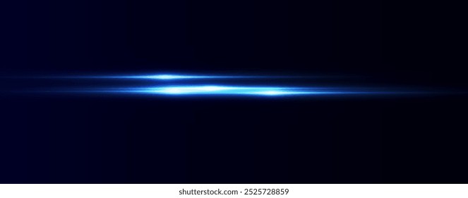 Light blue effect reflections, neon illumination in blue colors. Bright light lens. Police light effects, lines. Shiny stars, glowing sparks on a black background. Vector red light effect