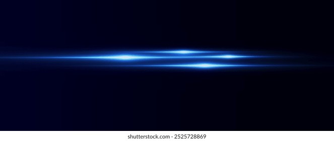 Light blue effect reflections, neon illumination in blue colors. Bright light lens. Police light effects, lines. Shiny stars, glowing sparks on a black background. Vector red light effect