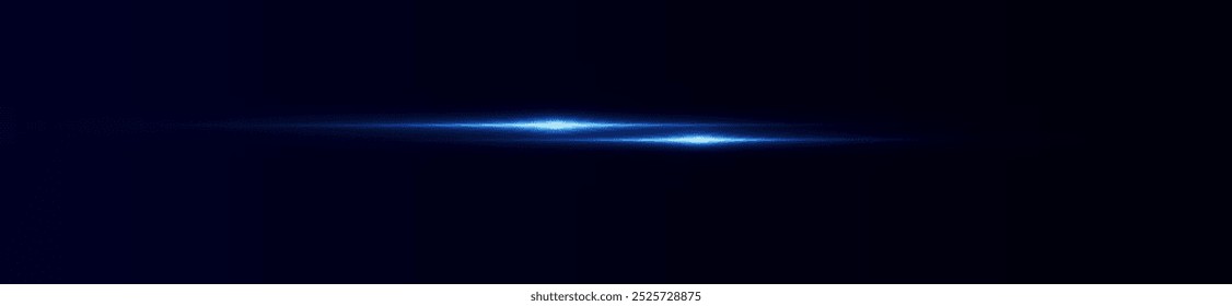 Light blue effect reflections, neon illumination in blue colors. Bright light lens. Police light effects, lines. Shiny stars, glowing sparks on a black background. Vector red light effect