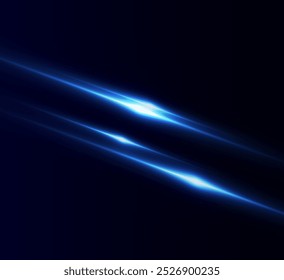 Reflejos de efecto azul claro, iluminación de neón en colores azules. Lente de luz brillante. Efectos de luz de la policía, líneas. Estrellas brillantes, chispas brillantes sobre un fondo negro. Efecto de luz roja de Vector