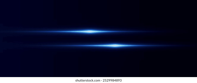 Light blue effect reflections, neon illumination in blue colors. Bright light lens. Police light effects, lines. Shiny stars, glowing sparks on a black background. Vector red light effect
