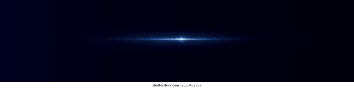 Light blue effect reflections, neon illumination in blue colors. Bright light lens. Police light effects, lines. Shiny stars, glowing sparks on a black background. Vector red light effect