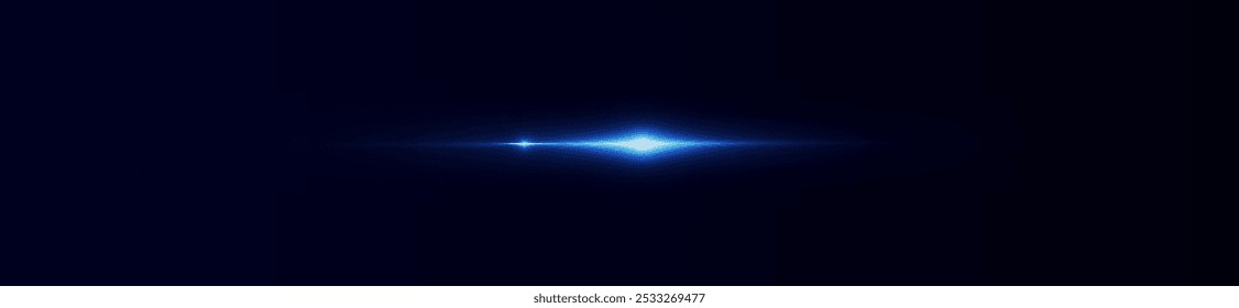 Reflejos de efecto azul claro, iluminación de neón en colores azules. Lente de luz brillante. Efectos de luz de la policía, líneas. Estrellas brillantes, chispas brillantes sobre un fondo negro. Efecto de luz roja de Vector