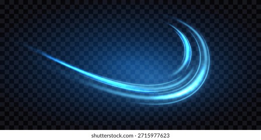 Elipse azul clara. Onda semicircular, rastro de vórtice de luz. Espiral brilhante. Vetor.