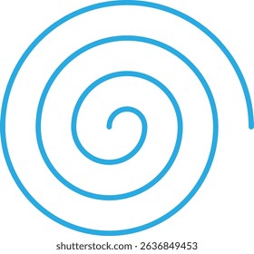Light blue evenly spaced spiral line, editable stroke path vector illustration