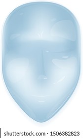 Light blue face template for technology face ID in front view, face mask conceptual illustration isolated, face identification technology, anonymity in the digital age