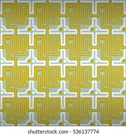 Light blue fancy seamless pattern in quest game style. Vivid, graphical design for textile, banner, ads or other purpose.
