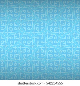 Light blue fancy seamless pattern in tracery style. Entangled mosaic repeatable backdrop. Vector background. Classic design.