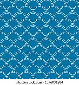 Light blue fish scale seamless vector pattern