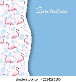 Banner de diseño de fondo de flamenco azul claro para invitación