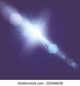 Light blue flare in bright purple sky