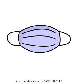 Light blue flat face mask icon on white background